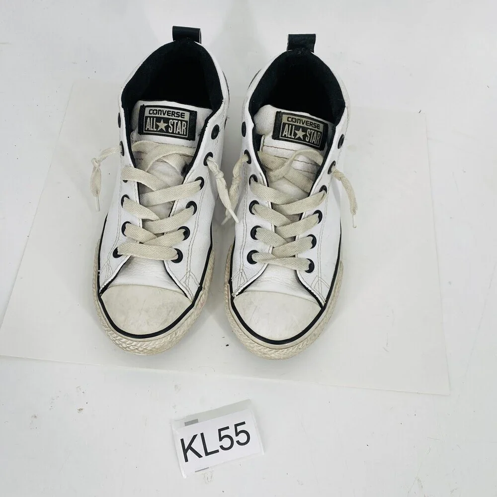 Converse All Star White Leather Junior Size 4.5 Ankle Lace Up Shoes